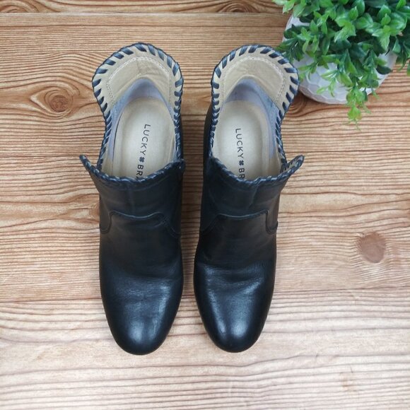 Lucky Brand Women's Sivya Leather Block Heel Fashion Ankle Boots Shoes size 6.5M - Picture 6 of 11